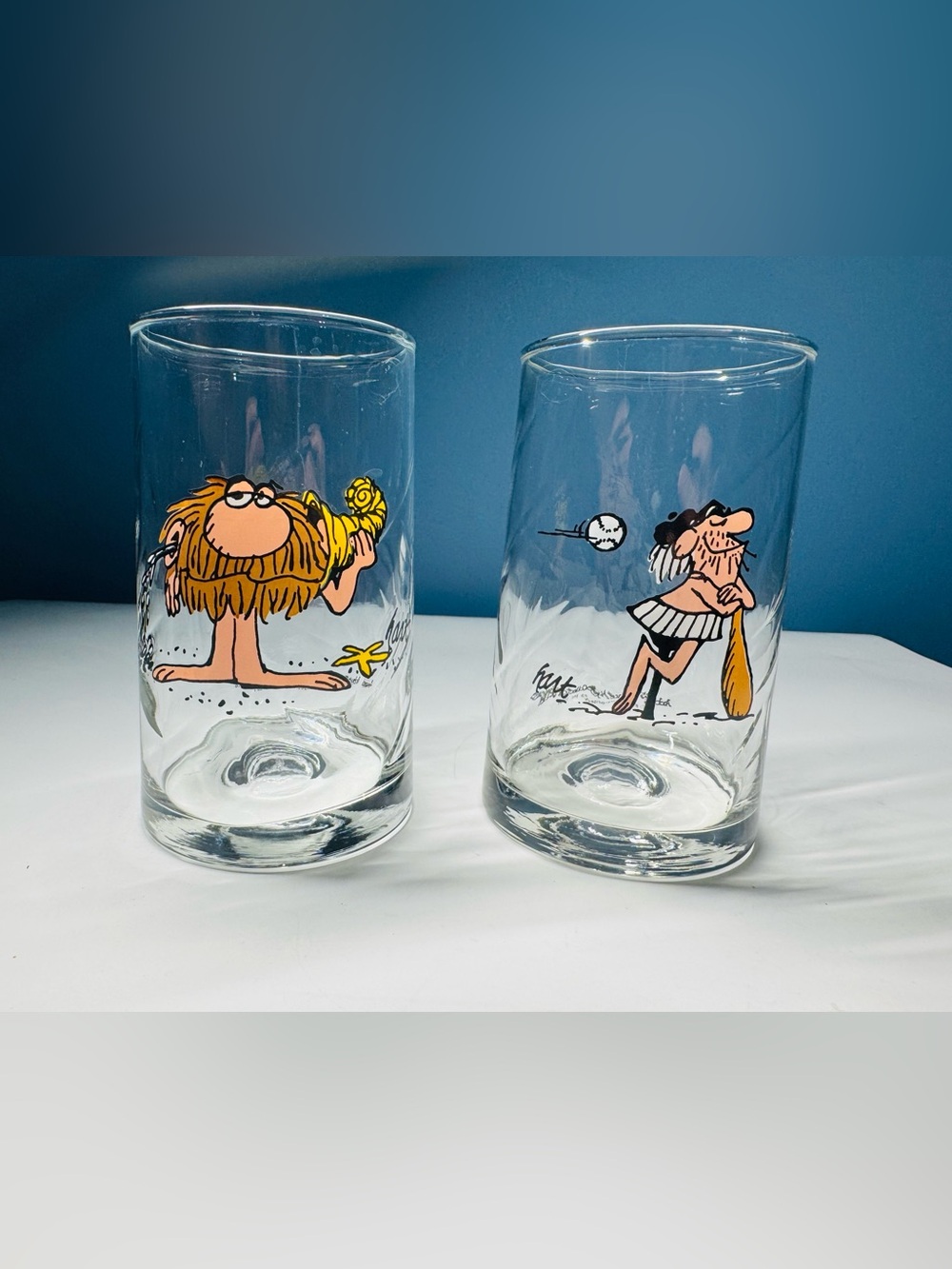 ARBY'S Glasses B.C. Ice Age COMICS COLLECTIBLE 1981 Set Of 2 Vtg